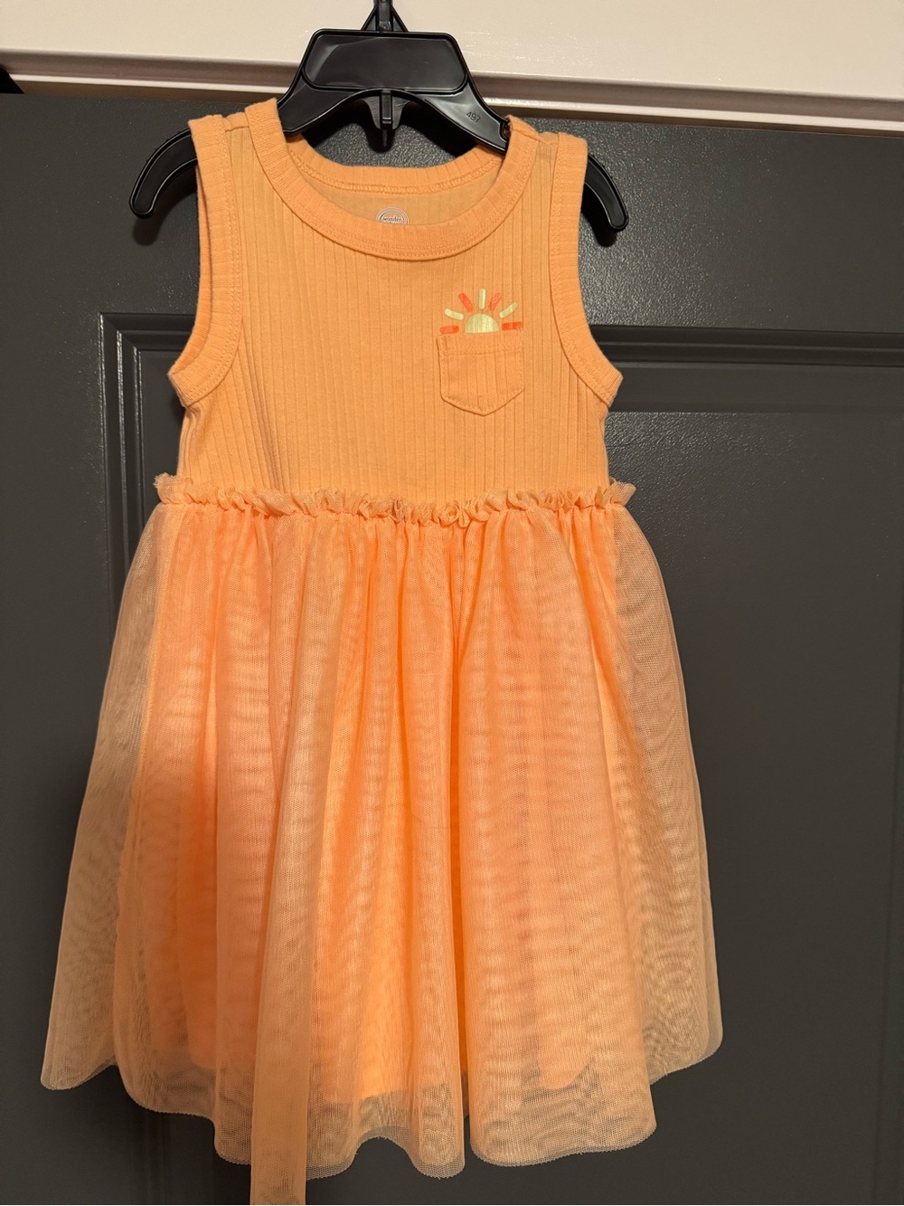 wonder nation Peach Tulle Sundress with Sun Pocket